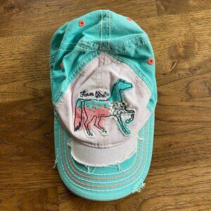 Girls "Farm Girl" Brand - Distressed Patchwork Horse Hat - Sz M/L
